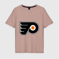 Футболка оверсайз мужская Philadelphia Flyers, цвет: пыльно-розовый