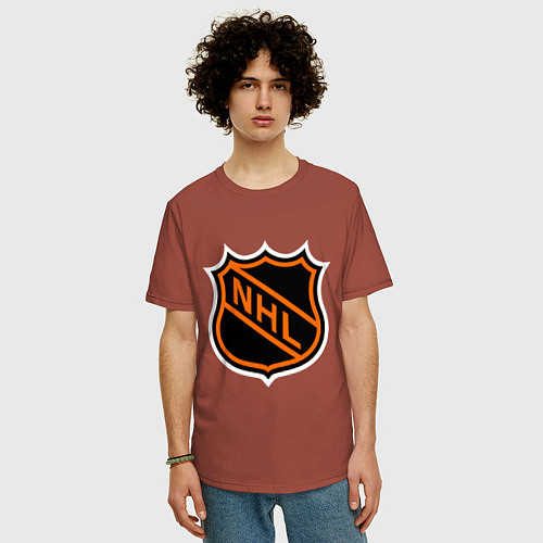 Мужская футболка оверсайз NHL / Кирпичный – фото 3