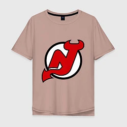 Футболка оверсайз мужская New Jersey Devils, цвет: пыльно-розовый