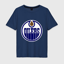 Футболка оверсайз мужская Edmonton Oilers, цвет: тёмно-синий