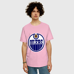 Футболка оверсайз мужская Edmonton Oilers цвета светло-розовый — фото 2