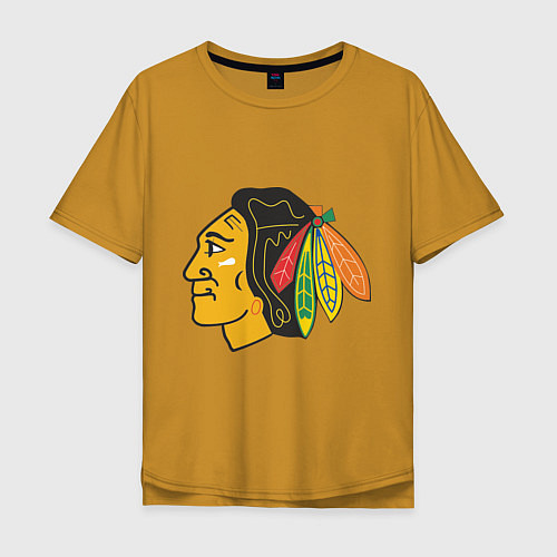 Мужская футболка оверсайз Chicago Blackhawks / Горчичный – фото 1