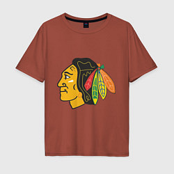 Футболка оверсайз мужская Chicago Blackhawks, цвет: кирпичный