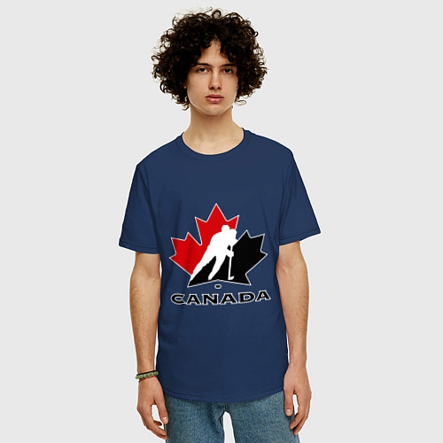 Мужская футболка оверсайз Canada / Тёмно-синий – фото 3