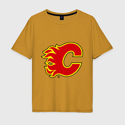 Футболка оверсайз мужская Calgary Flames, цвет: горчичный