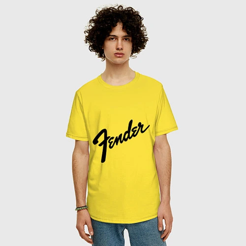 Мужская футболка оверсайз Fender / Желтый – фото 3