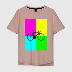 Футболка оверсайз мужская Велосипед фикс, цвет: пыльно-розовый