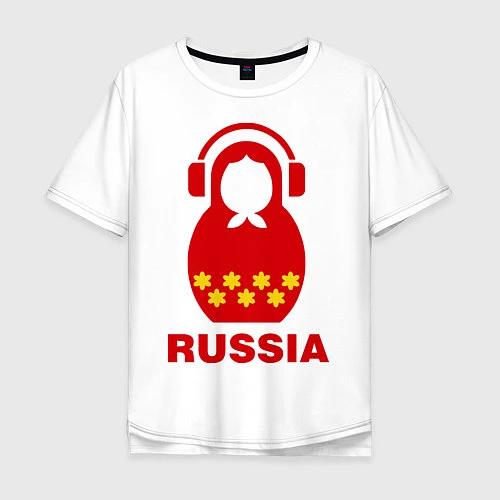 Мужская футболка оверсайз Russia dj / Белый – фото 1