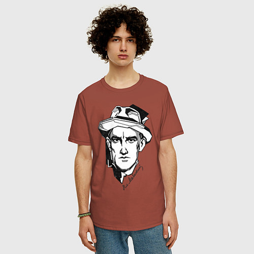 Мужская футболка оверсайз Маяковский / Кирпичный – фото 3