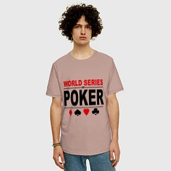 Футболка оверсайз мужская World series of poker, цвет: пыльно-розовый — фото 2