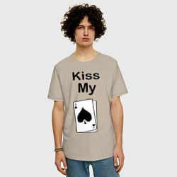 Футболка оверсайз мужская Kiss my card, цвет: миндальный — фото 2