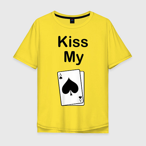 Мужская футболка оверсайз Kiss my card / Желтый – фото 1
