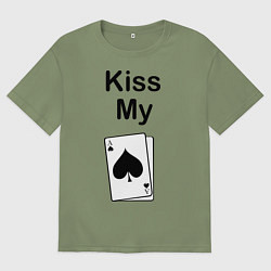 Футболка оверсайз мужская Kiss my card, цвет: авокадо