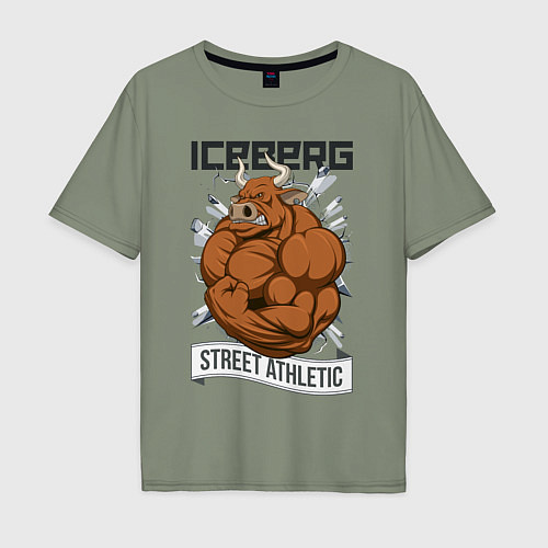 Мужская футболка оверсайз Iceberg: Street Athletic / Авокадо – фото 1