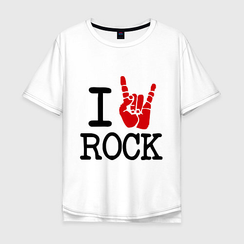 Мужская футболка оверсайз I love rock / Белый – фото 1