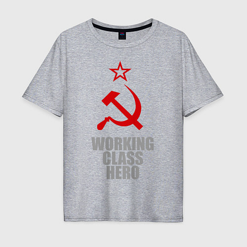 Мужская футболка оверсайз Working class hero / Меланж – фото 1