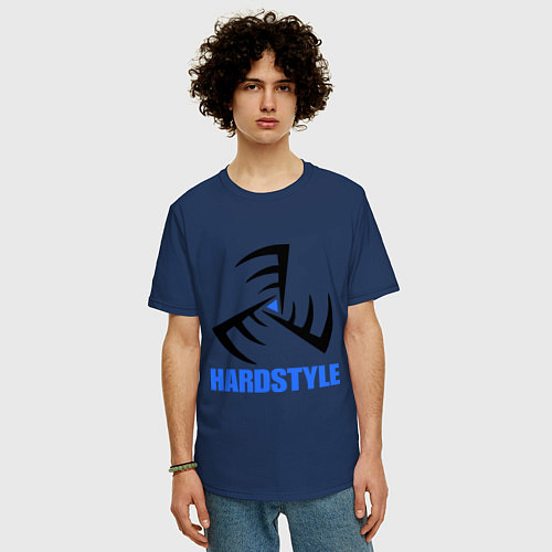 Мужская футболка оверсайз Hardstyle / Тёмно-синий – фото 3