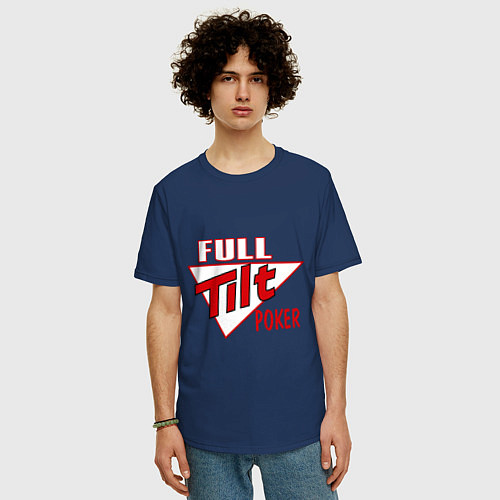 Мужская футболка оверсайз Full Tilt Poker / Тёмно-синий – фото 3