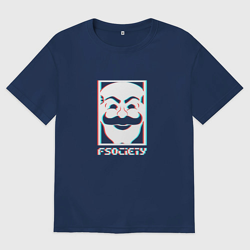 Мужская футболка оверсайз F society / Тёмно-синий – фото 1