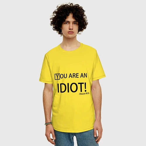 Мужская футболка оверсайз You are an idiot! / Желтый – фото 3