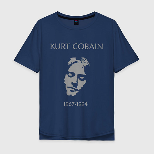 Мужская футболка оверсайз Kurt Cobain: 1967-1994 / Тёмно-синий – фото 1