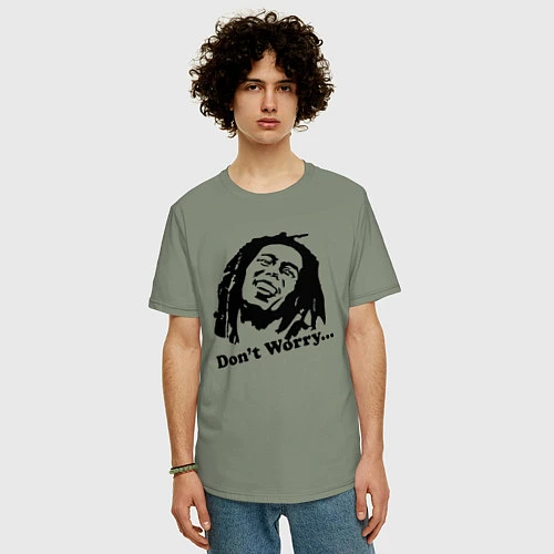 Мужская футболка оверсайз Bob Marley: Don't worry / Авокадо – фото 3