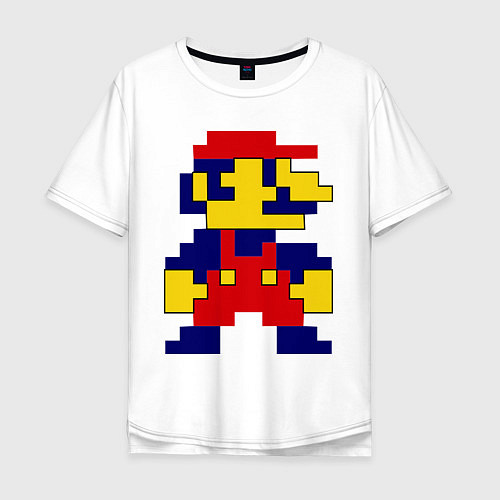 Мужская футболка оверсайз Pixel Mario / Белый – фото 1