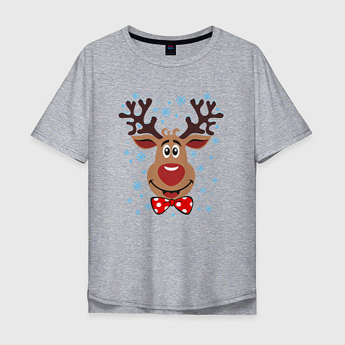Мужская футболка оверсайз Рождественский олень / Меланж – фото 1