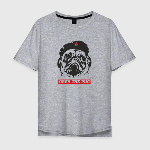 Мужская футболка оверсайз Obey the pug / Меланж – фото 1