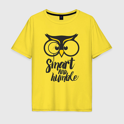 Мужская футболка оверсайз Owl: Smart and humble / Желтый – фото 1