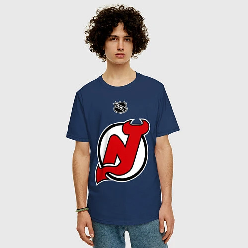 Мужская футболка оверсайз New Jersey Devils: Kovalchuk 17 / Тёмно-синий – фото 3