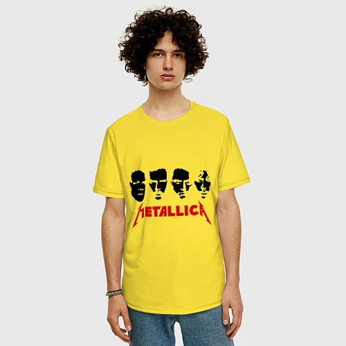 Мужская футболка оверсайз Metallica (Лица) / Желтый – фото 3