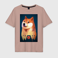 Футболка оверсайз мужская Wow Doge, цвет: пыльно-розовый