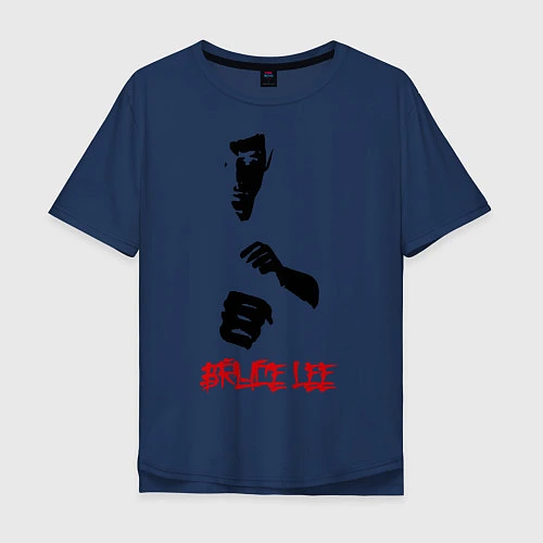 Мужская футболка оверсайз Bruce Lee / Тёмно-синий – фото 1