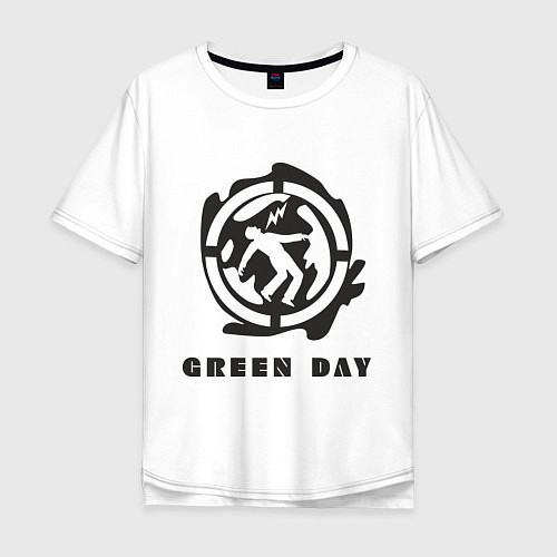 Мужская футболка оверсайз Green Day: Red Symbol / Белый – фото 1