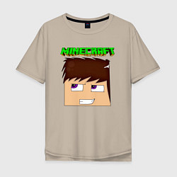 Мужская футболка оверсайз Огромная голова Стива - Minecraft