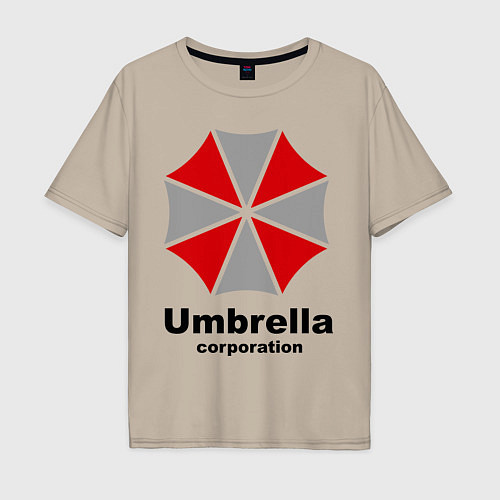 Мужская футболка оверсайз Umbrella corporation / Миндальный – фото 1