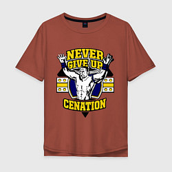 Футболка оверсайз мужская Never Give Up: Cenation, цвет: кирпичный