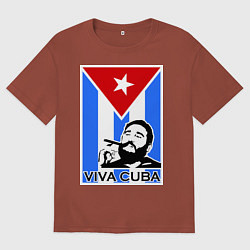 Футболка оверсайз мужская Fidel: Viva, Cuba!, цвет: кирпичный