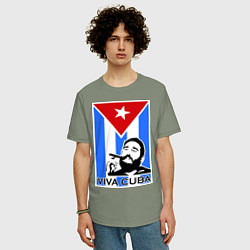 Футболка оверсайз мужская Fidel: Viva, Cuba!, цвет: авокадо — фото 2