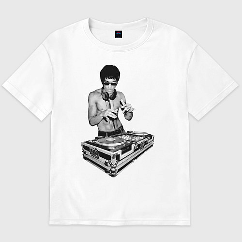 Мужская футболка оверсайз Брюс Ли Dj / Белый – фото 1