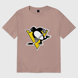 Футболка оверсайз мужская Pittsburgh Penguins, цвет: пыльно-розовый