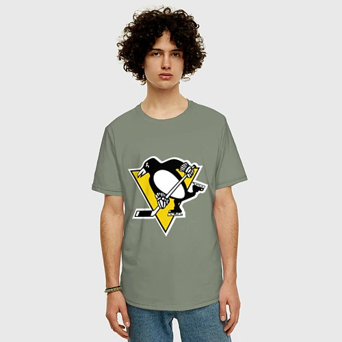 Мужская футболка оверсайз Pittsburgh Penguins / Авокадо – фото 3