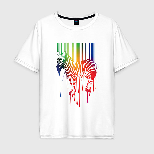 Мужская футболка оверсайз Color zebra / Белый – фото 1