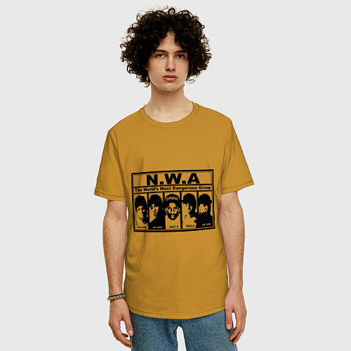 Мужская футболка оверсайз NWA / Горчичный – фото 3