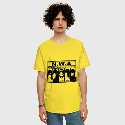 Мужская футболка оверсайз NWA / Желтый – фото 3