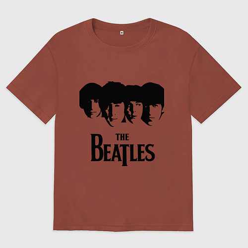 Мужская футболка оверсайз The Beatles: Faces / Кирпичный – фото 1