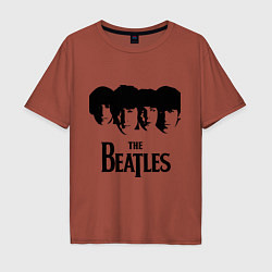 Футболка оверсайз мужская The Beatles: Faces, цвет: кирпичный