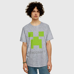 Футболка оверсайз мужская Minecraft logo grey, цвет: меланж — фото 2