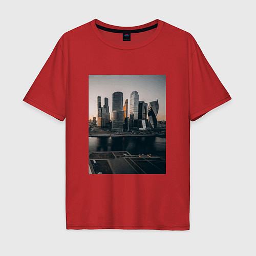 Мужская футболка оверсайз Moscow City / Красный – фото 1
